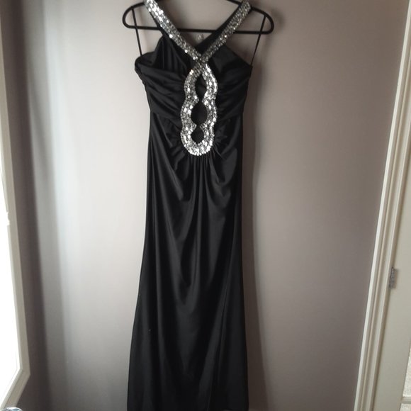 "Light in the Box" Black Open Back Sparkle Maxi Dress | Size 8-10 - Picture 5 of 13